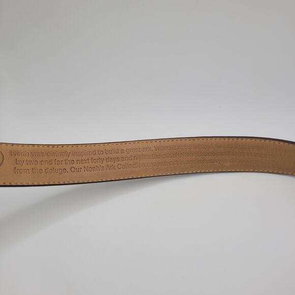 VTG Brighton Belt Sml Brown Leather Croc Embossed Noah\'s Ark Western 90s Cowgirl